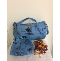 Short Handle Handmade Bag - Sea Blue