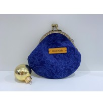 Handmade Coin Bag  Comes With Metal Clip - Blue